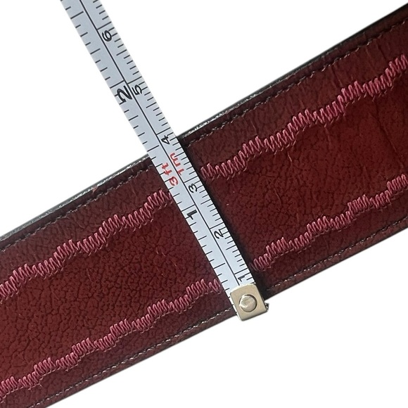 Justin Boots Genuine Top Grain Cowhide Leather Belt Red Burgundy Pink Western - Picture 7 of 8